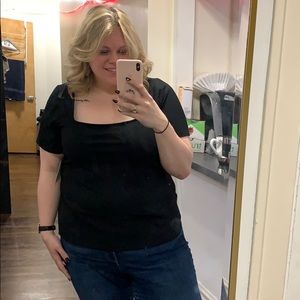 NWT Eloquii square neck black tee, size 22/24